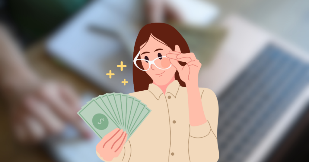 animated employee holding money