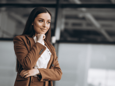 Businesswoman contemplating strategies to transform social media followers into profits for small businesses.