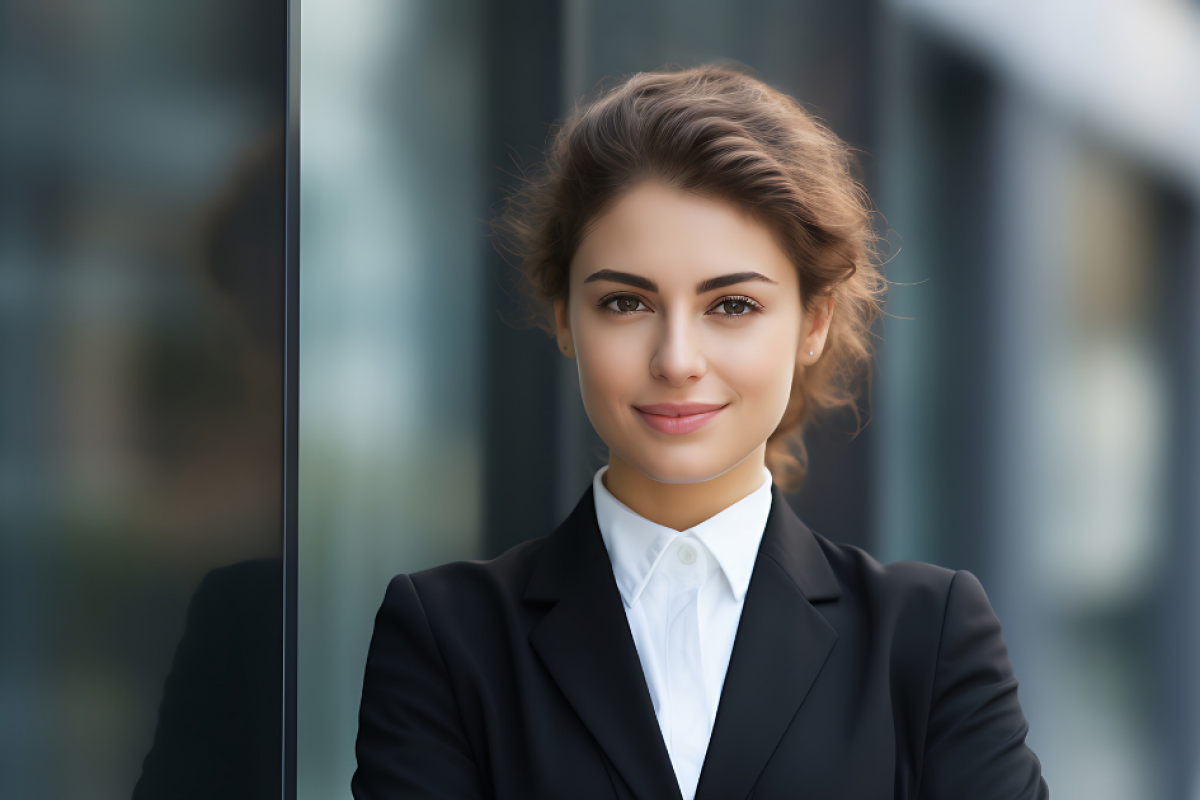 Professional woman in business attire, representing cost-effective local marketing strategies for small businesses.